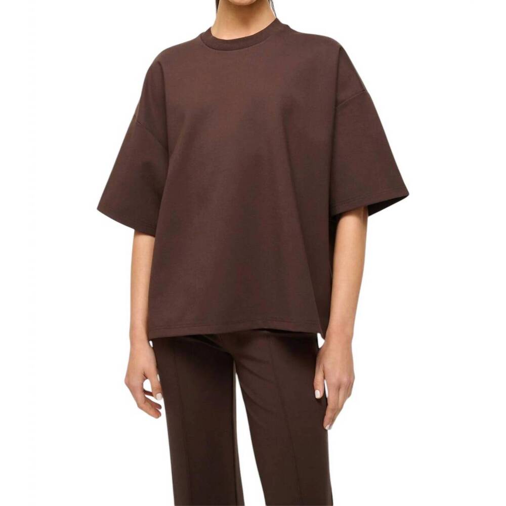 STAUD Brown Short Sleeve Boxy Tee